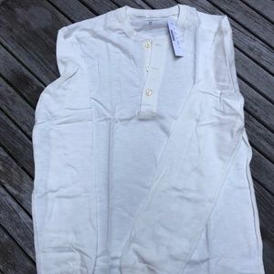 NWT J. Crew Long-Sleeve Garment Dyed Slub Cotton Henley, Off-white (Ivory), XS